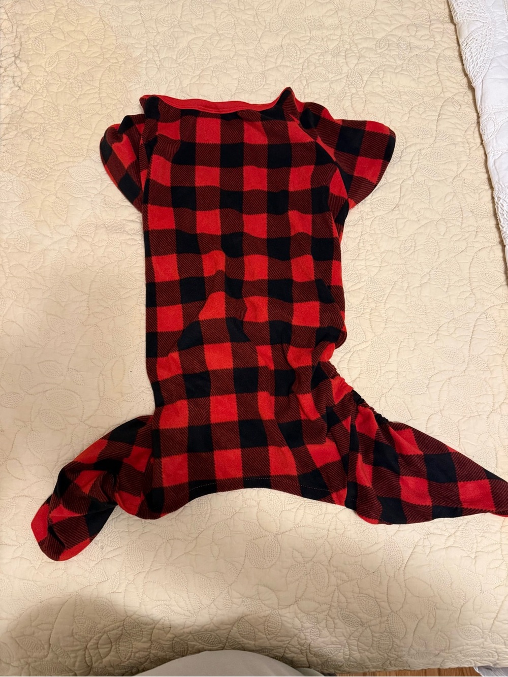 Dog Pajamas One-Piece XL Red & Black Plaid Warm Polyester Spandex